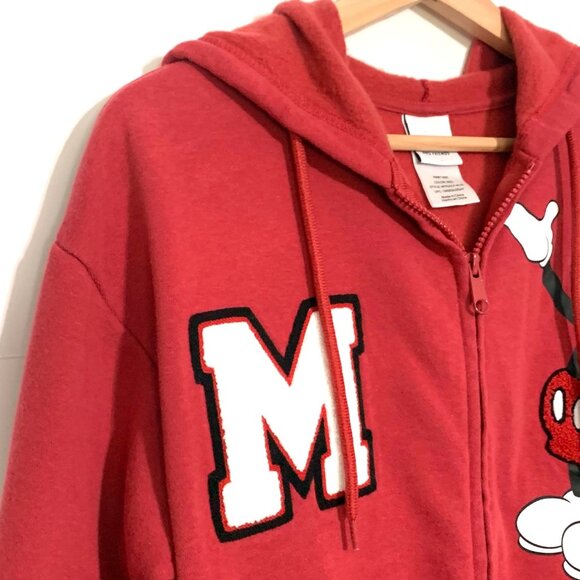 Disney Mickey & Friends Red Zip-Up Hoodie Size XS Embroidered Patches Graphics - Picture 6 of 14